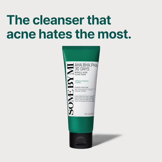 Some By Mi AHA.BHA.PHA Miracle Acne Clear Foam 100 ml - Korean anti-acne cleansing foam with AHA, BHA and PHA.