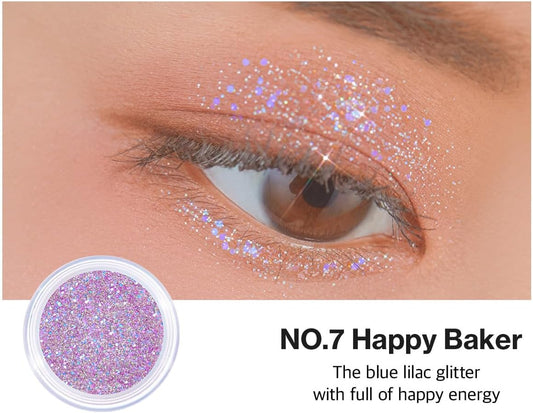 UNLEASHIA Get Loose Glitter Gel Mini No.7 Happy Baker – Korean glitter gel for eyes and face, long-lasting and vegan