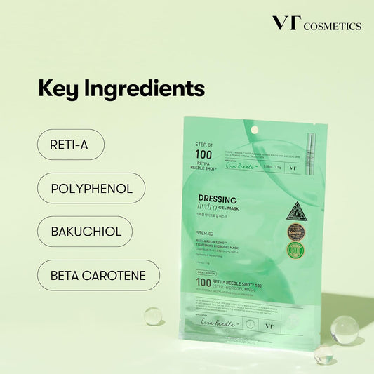 VT Cosmetics Reti-A Reedle Shot 100 2-Step Hydrogel Mask – Korean two-step hydrogel mask with retinol and microneedles