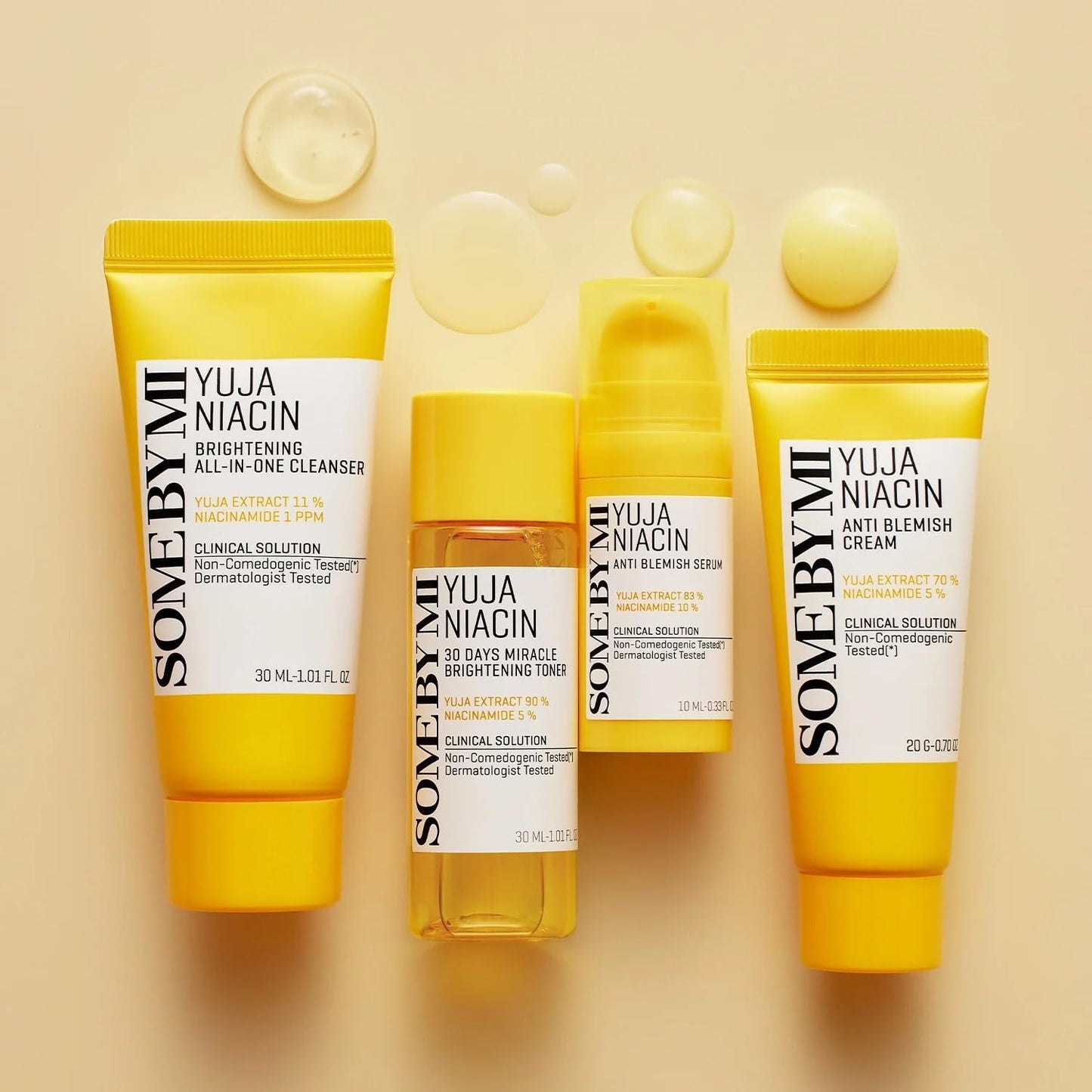 SOME BY MI Yuja Niacin Anti-Blemish Starter Kit – a kit for lightening and hyperpigmentation (cleansing gel, toner, serum, cream).