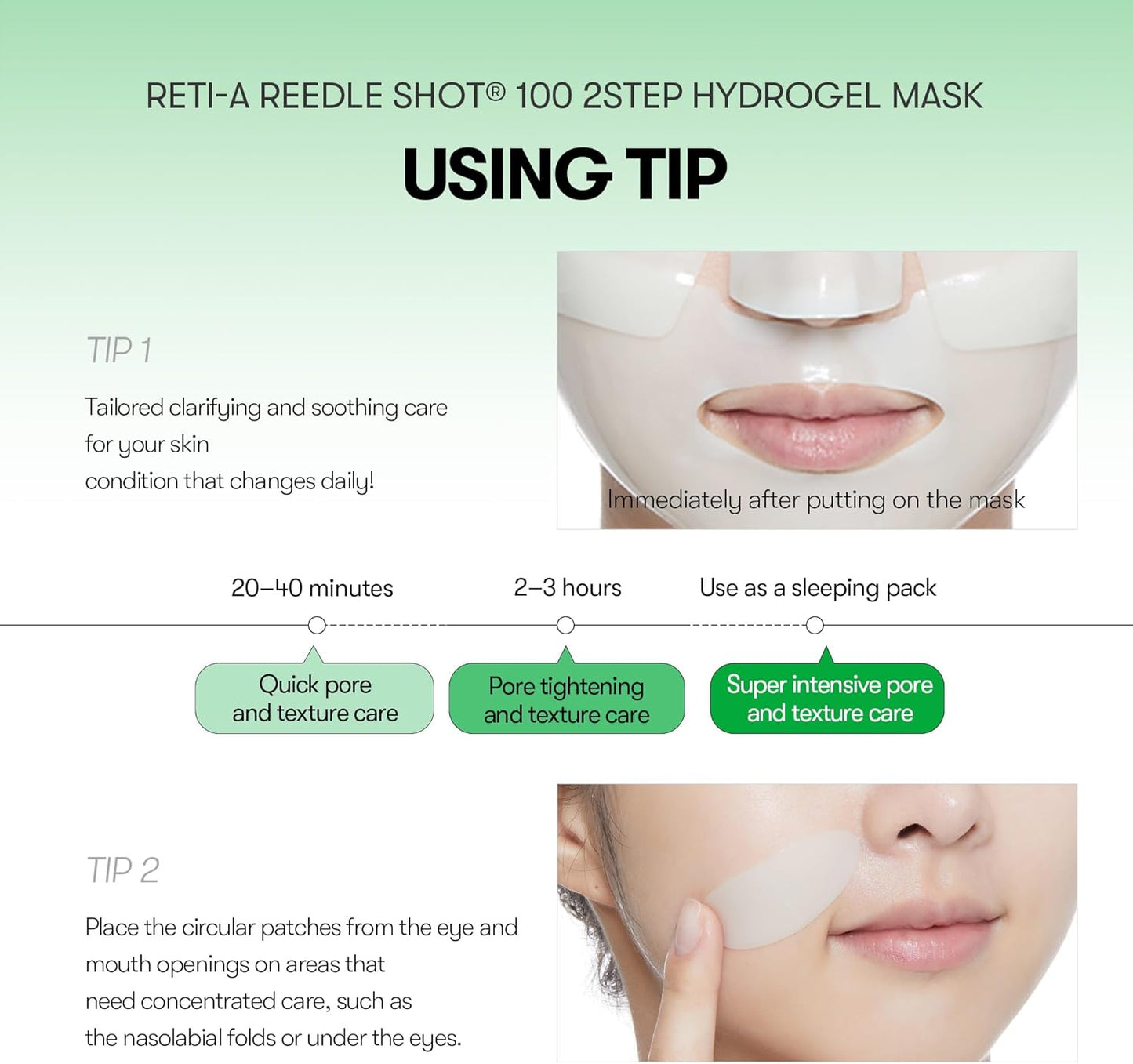 VT Cosmetics Reti-A Reedle Shot 100 2-Step Hydrogel Mask – Korean two-step hydrogel mask with retinol and microneedles