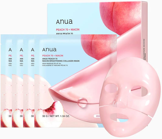 Anua Peach 70 Niacin Brightening Collagen Mask x4 – Korean brightening collagen mask with peach and niacinamide