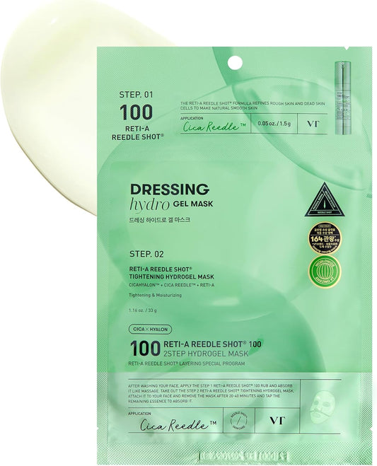VT Cosmetics Reti-A Reedle Shot 100 2-Step Hydrogel Mask – Korean two-step hydrogel mask with retinol and microneedles