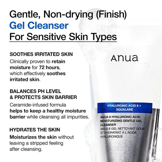 Anua 8 Hyaluronic Acid Moisturizing Gentle Gel Cleanser 150 ml – Korean gentle hydrating cleansing gel