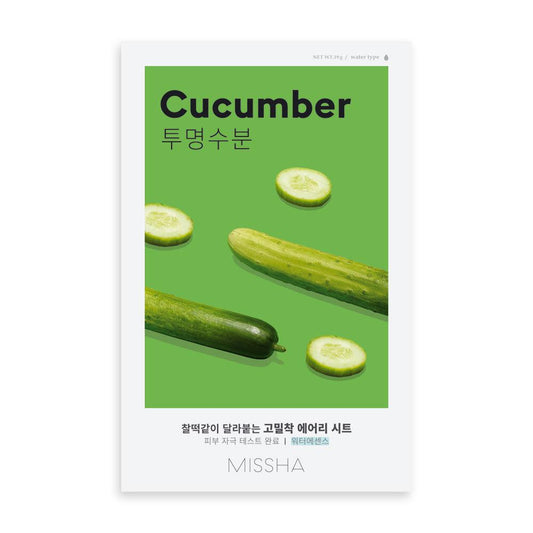 MISSHA Airy Fit Sheet Mask Cucumber – Hydrating and refreshing sheet mask with cucumber extract 19 g
