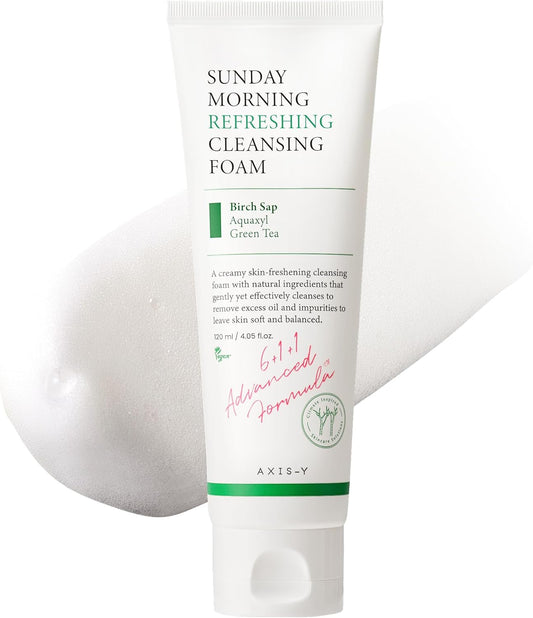 Axis-Y Sunday Morning Refreshing Cleansing Foam 120 ml – Korean refreshing facial cleansing foam with a gentle formula.