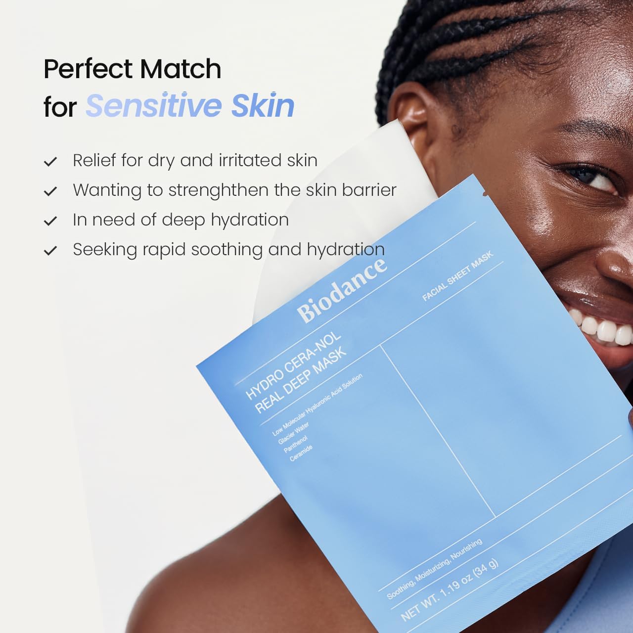 Biodance Hydro Cera-Nol Real Deep Mask 4 pcs. × 34 g – Korean deep moisturizing mask with ceramides
