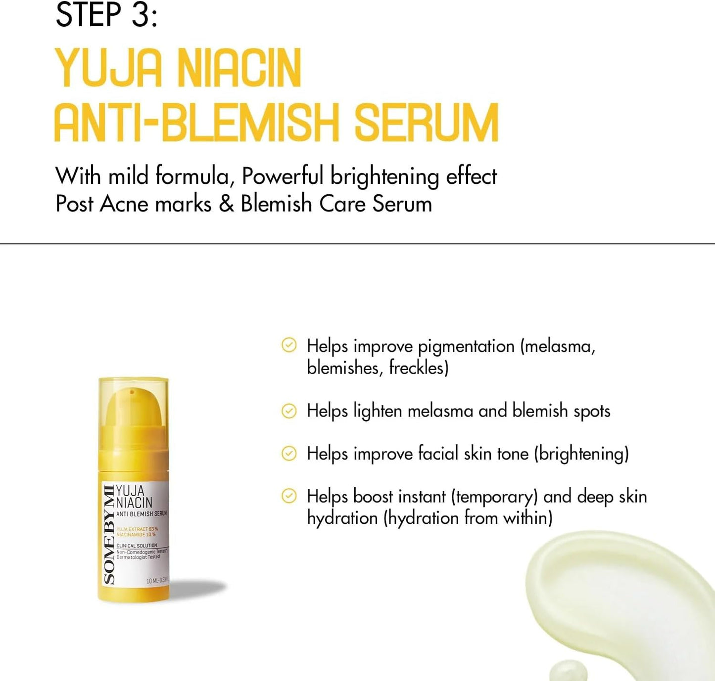 SOME BY MI Yuja Niacin Anti-Blemish Starter Kit – a kit for lightening and hyperpigmentation (cleansing gel, toner, serum, cream).