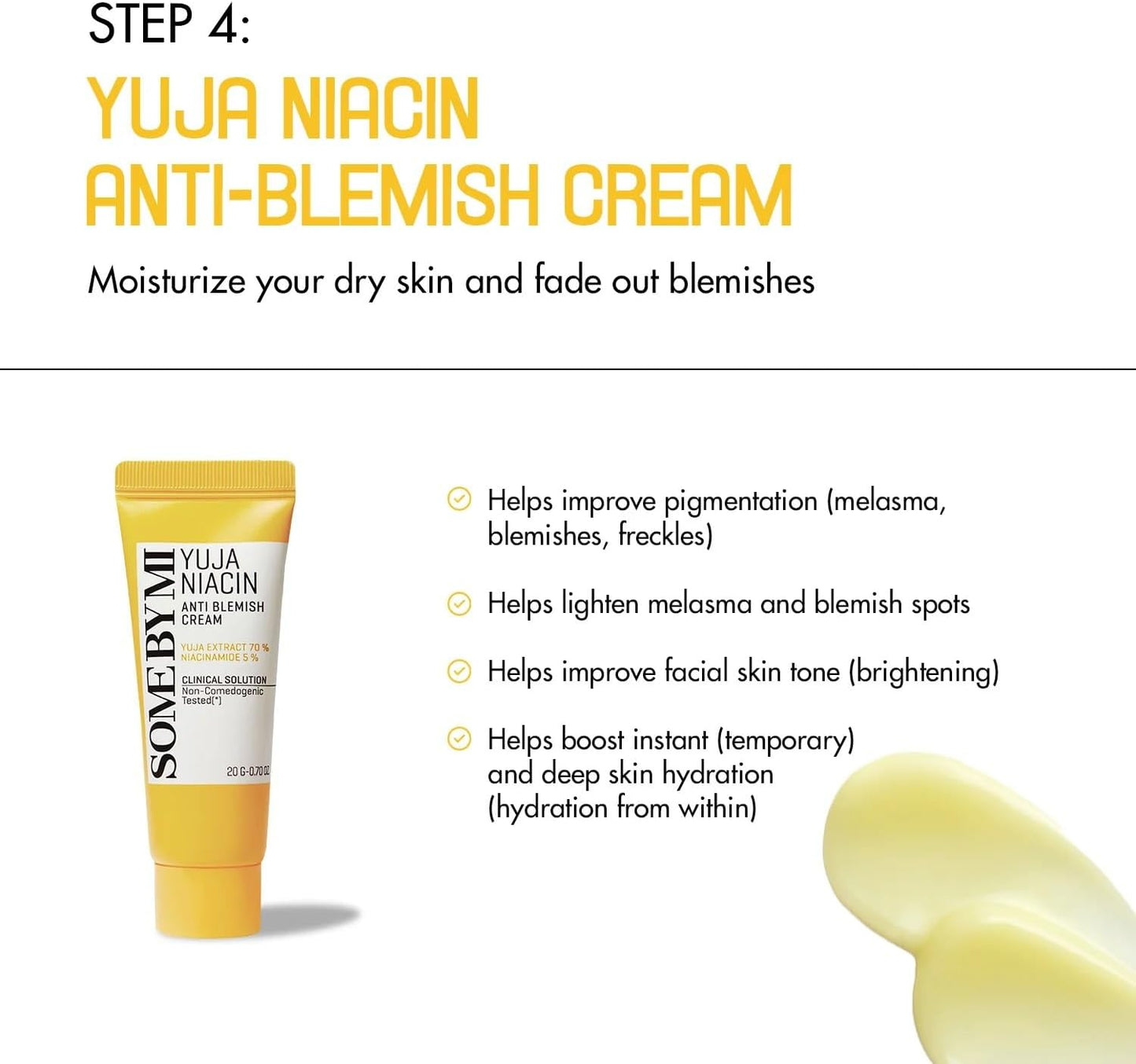 SOME BY MI Yuja Niacin Anti-Blemish Starter Kit – a kit for lightening and hyperpigmentation (cleansing gel, toner, serum, cream).