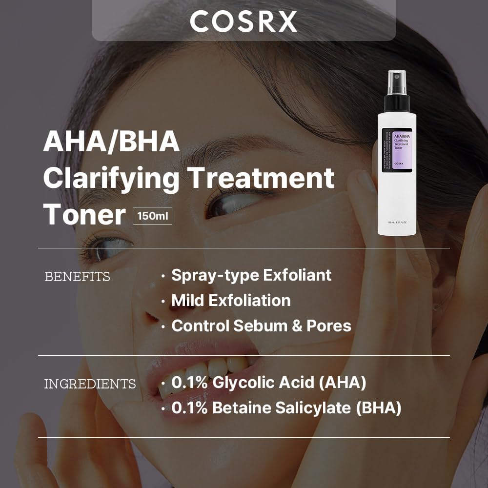 COSRX AHA/BHA Clarifying Treatment Toner 150 ml – Korean exfoliating toner for clearer and smoother skin