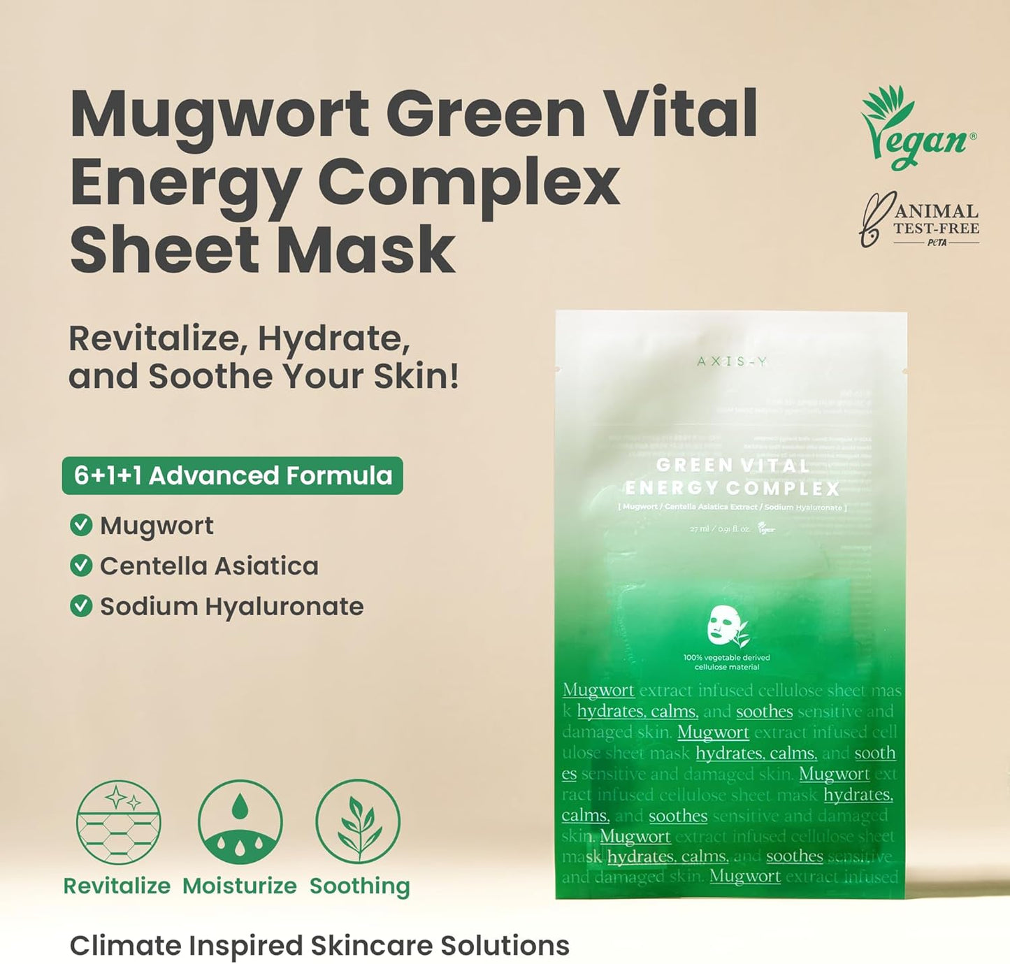 AXIS-Y 61% Mugwort Green Vital Energy Complex Sheet Mask – soothing and hydrating sheet mask