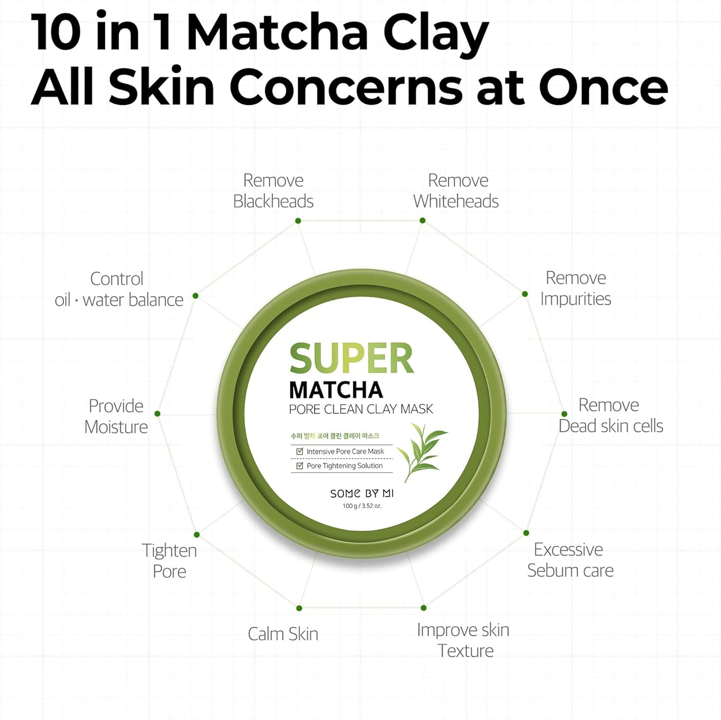 Some By Mi Super Matcha Pore Clean Clay Mask 100 g – cleansing mask with matcha for tight and clean pores