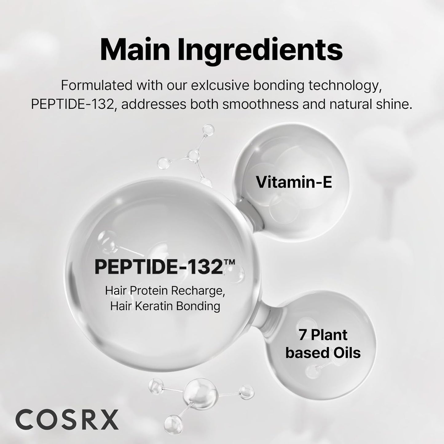 COSRX Peptide-132 Hair Bonding Oil Serum (Travel Size) – Korean hair reparative oil-serum with keratin