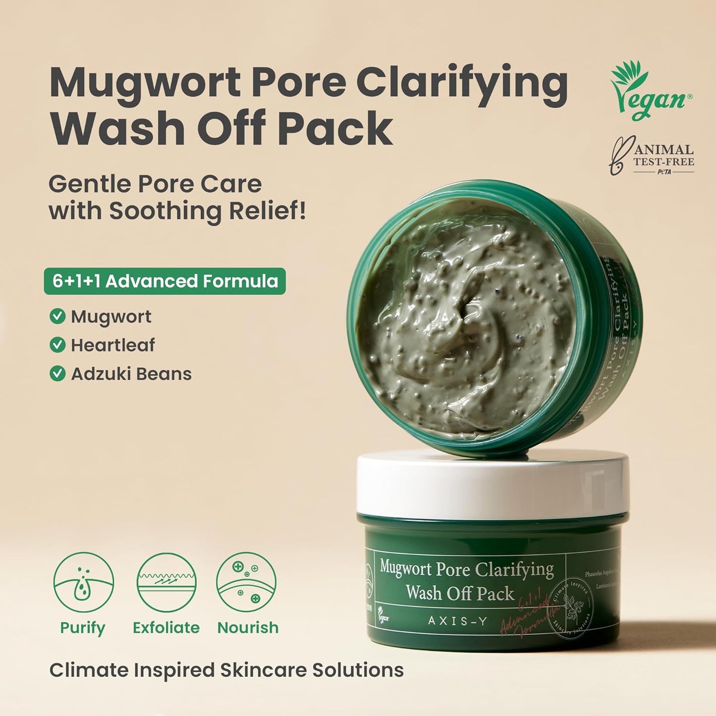 Axis-Y Mugwort Pore Clarifying Wash Off Pack 100 ml – Korean detox mask with mugwort for clean and tight pores