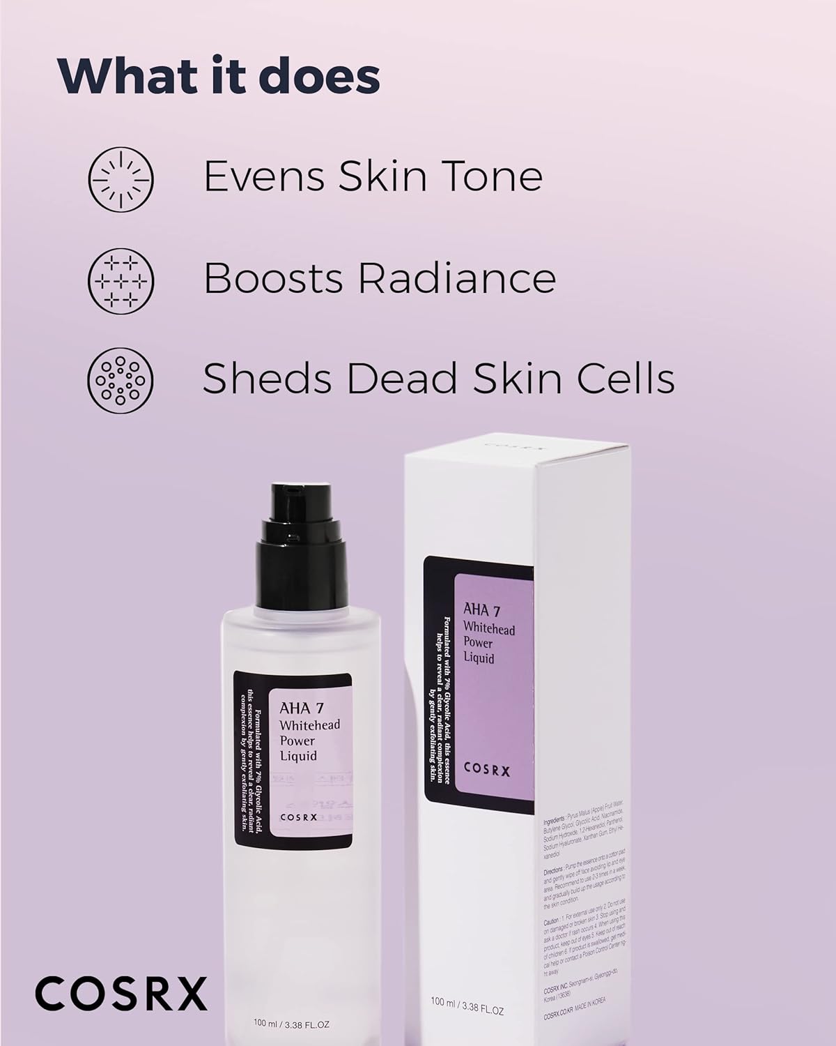 COSRX AHA 7 Whitehead Power Liquid 100 ml – Korean exfoliating toner against whiteheads and clogged pores