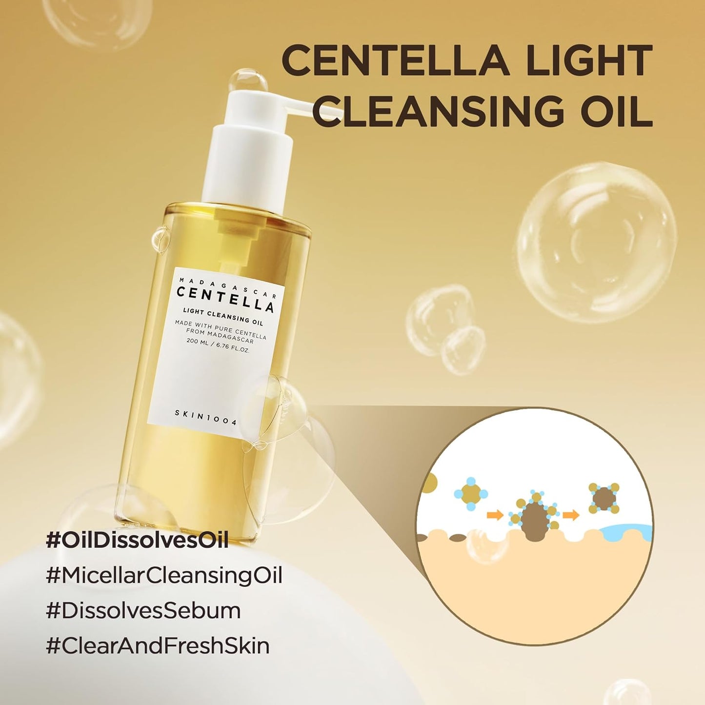 Skin1004 Madagascar Centella Light Cleansing Oil 200 ml – Korean cleansing oil with centella for gentle double cleansing.