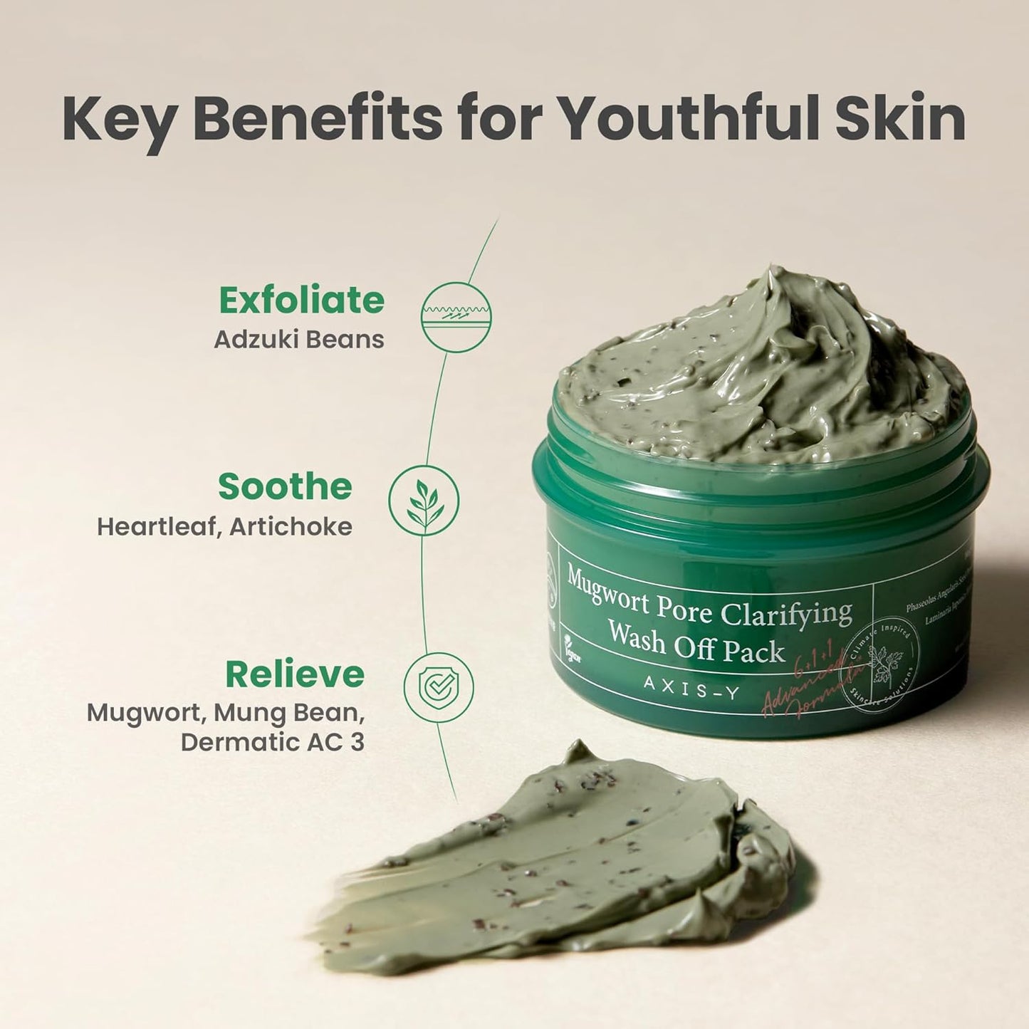 Axis-Y Mugwort Pore Clarifying Wash Off Pack 100 ml – Korean detox mask with mugwort for clean and tight pores