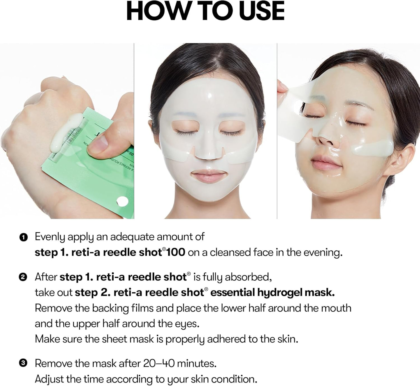 VT Cosmetics Reti-A Reedle Shot 100 2-Step Hydrogel Mask – Korean two-step hydrogel mask with retinol and microneedles