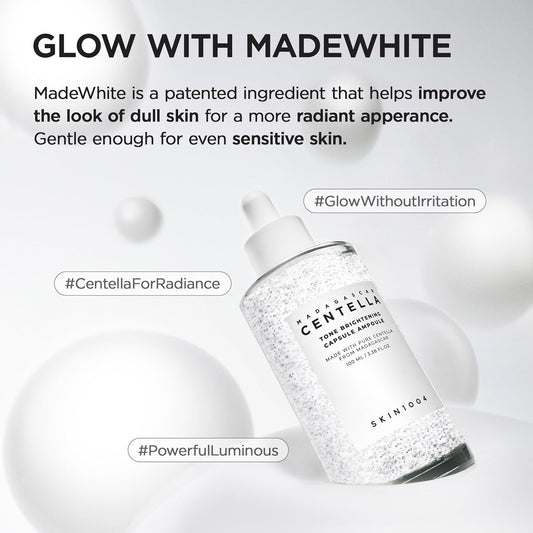 Skin1004 Madagascar Centella Tone Brightening Capsule Ampoule 50 ml – Korean brightening ampoule with capsules and centella.