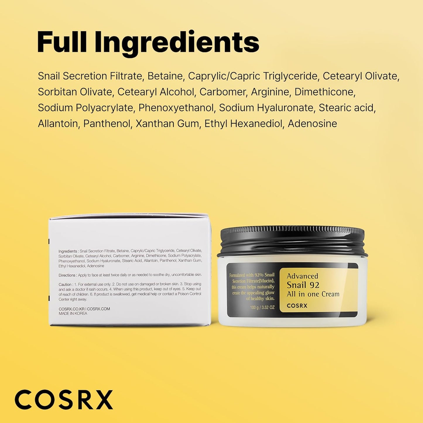 COSRX Advanced Snail 92 All In One Cream 100 ml – regenerating face cream with 92% snail mucin