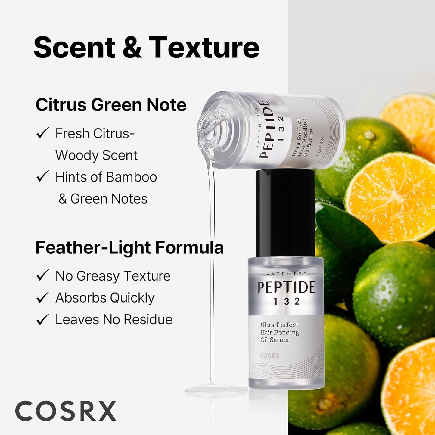 COSRX Peptide-132 Hair Bonding Oil Serum (Travel Size) – Korean hair reparative oil-serum with keratin