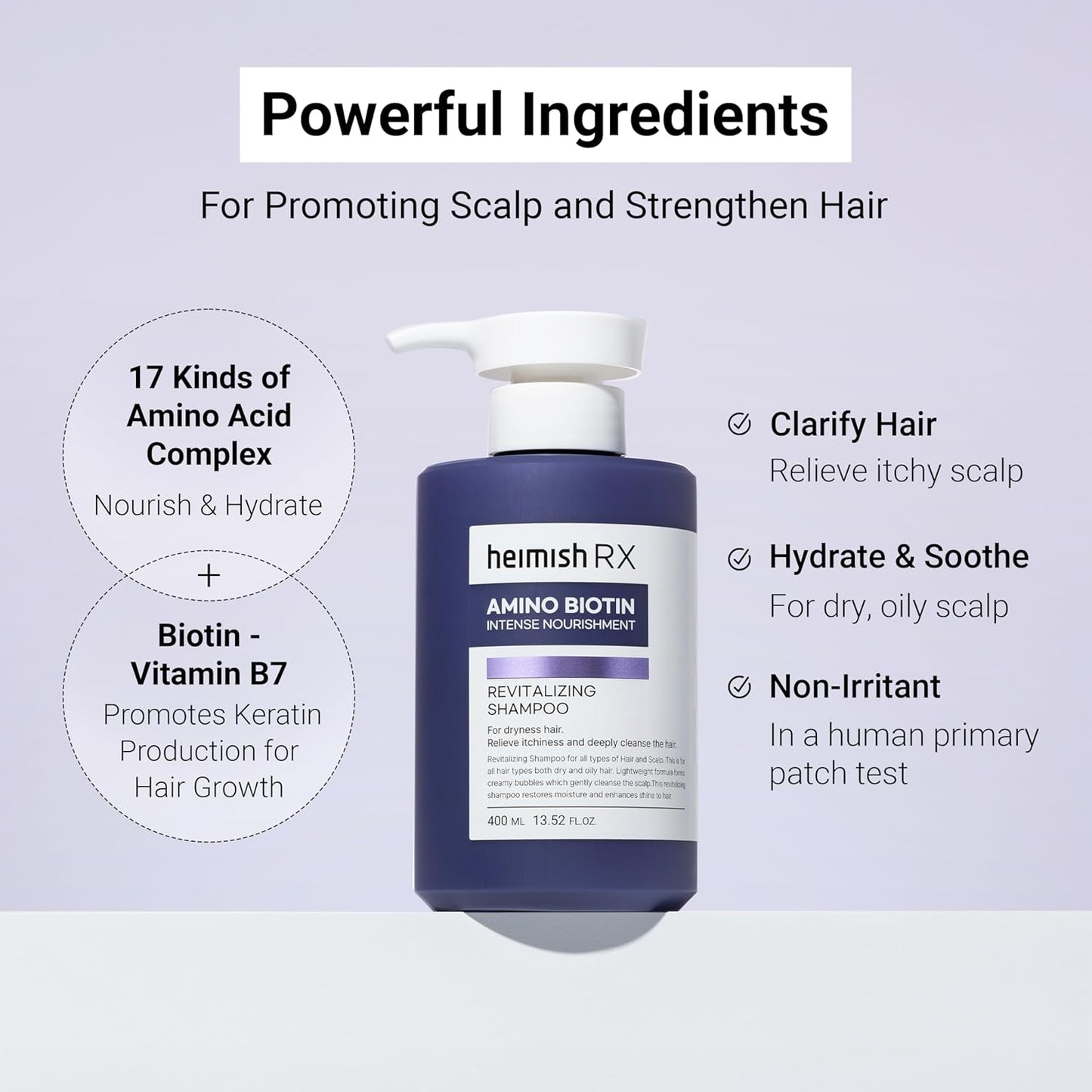 Heimish Rx Amino Biotin Revitalizing Shampoo 400 ml – Korean revitalizing shampoo with amino acids and biotin
