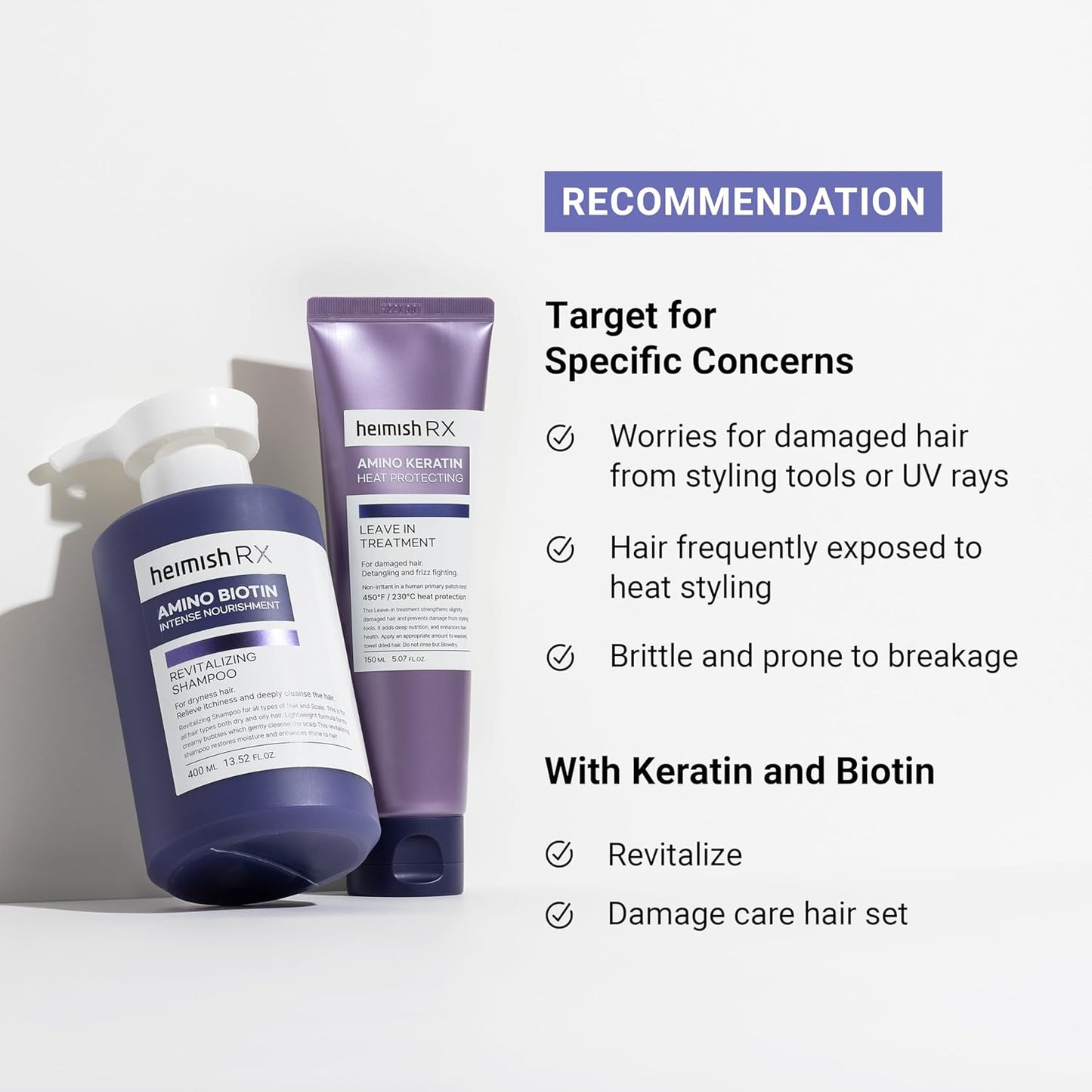 Heimish Rx Amino Keratin Heat Protecting Leave-In Treatment 150ml – heat-protective leave-in product with amino acids and keratin