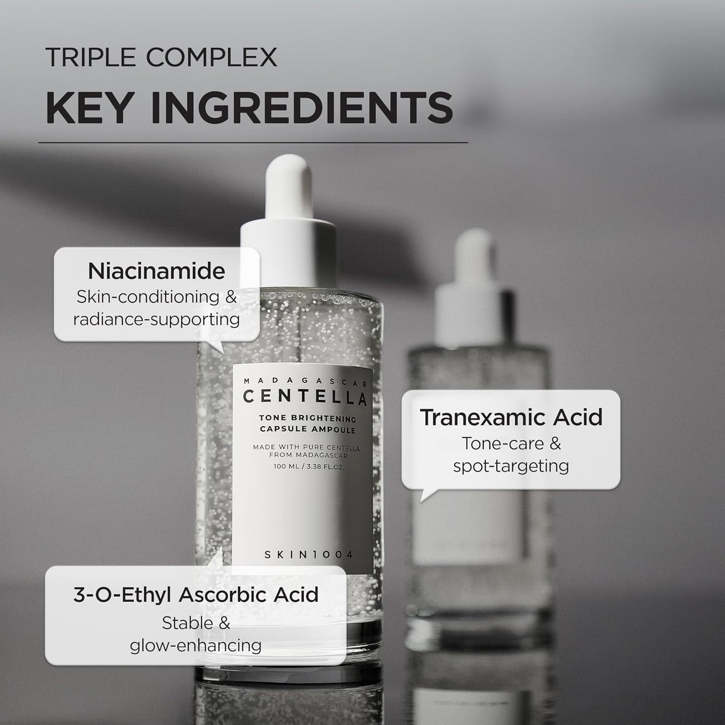 Skin1004 Madagascar Centella Tone Brightening Capsule Ampoule 50 ml – Korean brightening ampoule with capsules and centella.