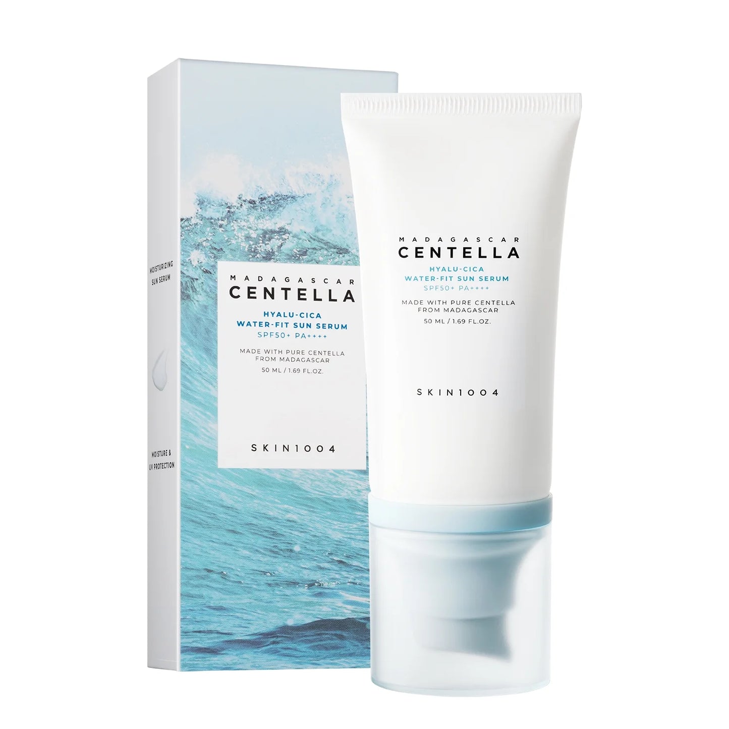 Skin1004 Madagascar Centella Hyalu-Cica Water-Fit Sun Serum 50 ml SPF50+ PA++++ – Korean sunscreen serum with centella and hyaluron