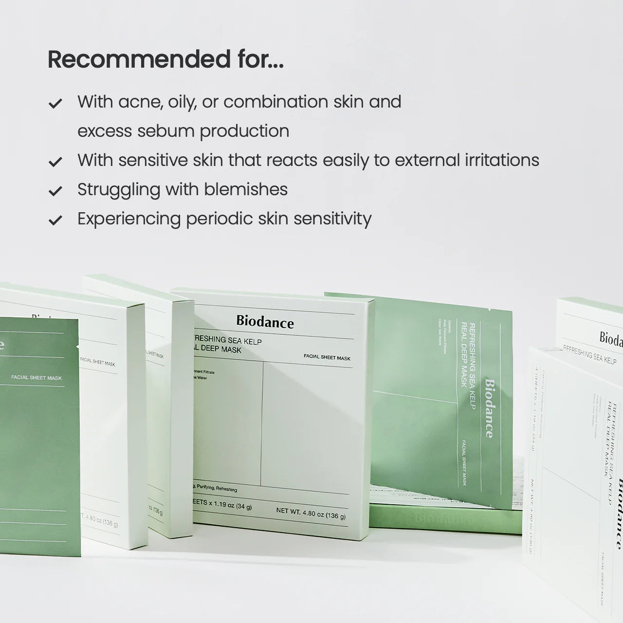 Biodance Refreshing Sea Kelp Real Deep Mask 4 pcs. × 34 g – Korean refreshing deep hydrating mask with sea kelp