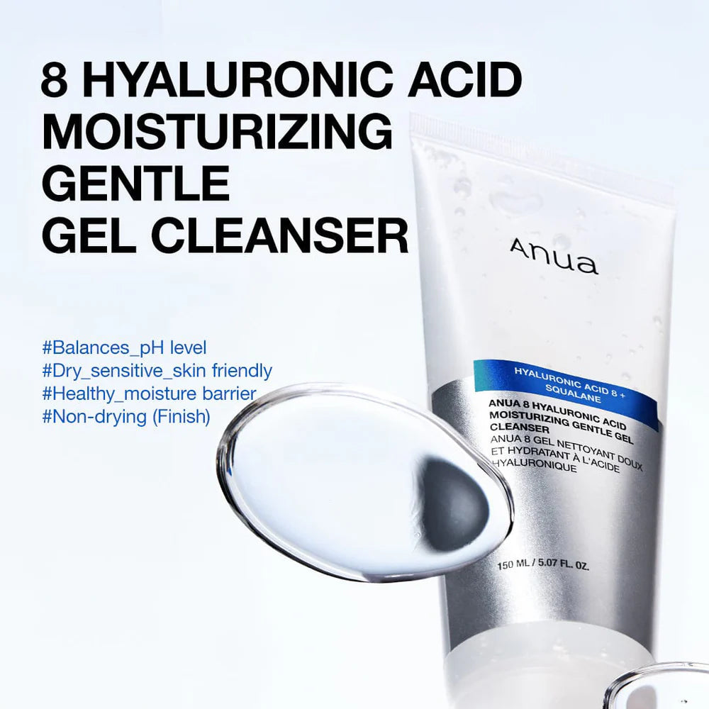 Anua 8 Hyaluronic Acid Moisturizing Gentle Gel Cleanser 150 ml – Korean gentle hydrating cleansing gel