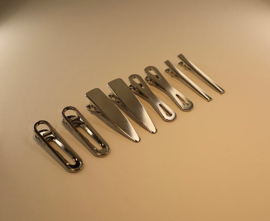 8 pcs. silver hair clips – metal Y2K star clips for women