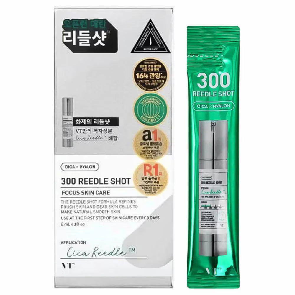 VT Cosmetics Reedle Shot 300 Microneedle Face Booster 10 × 2 мл – корейски микроиглен бустер за лице